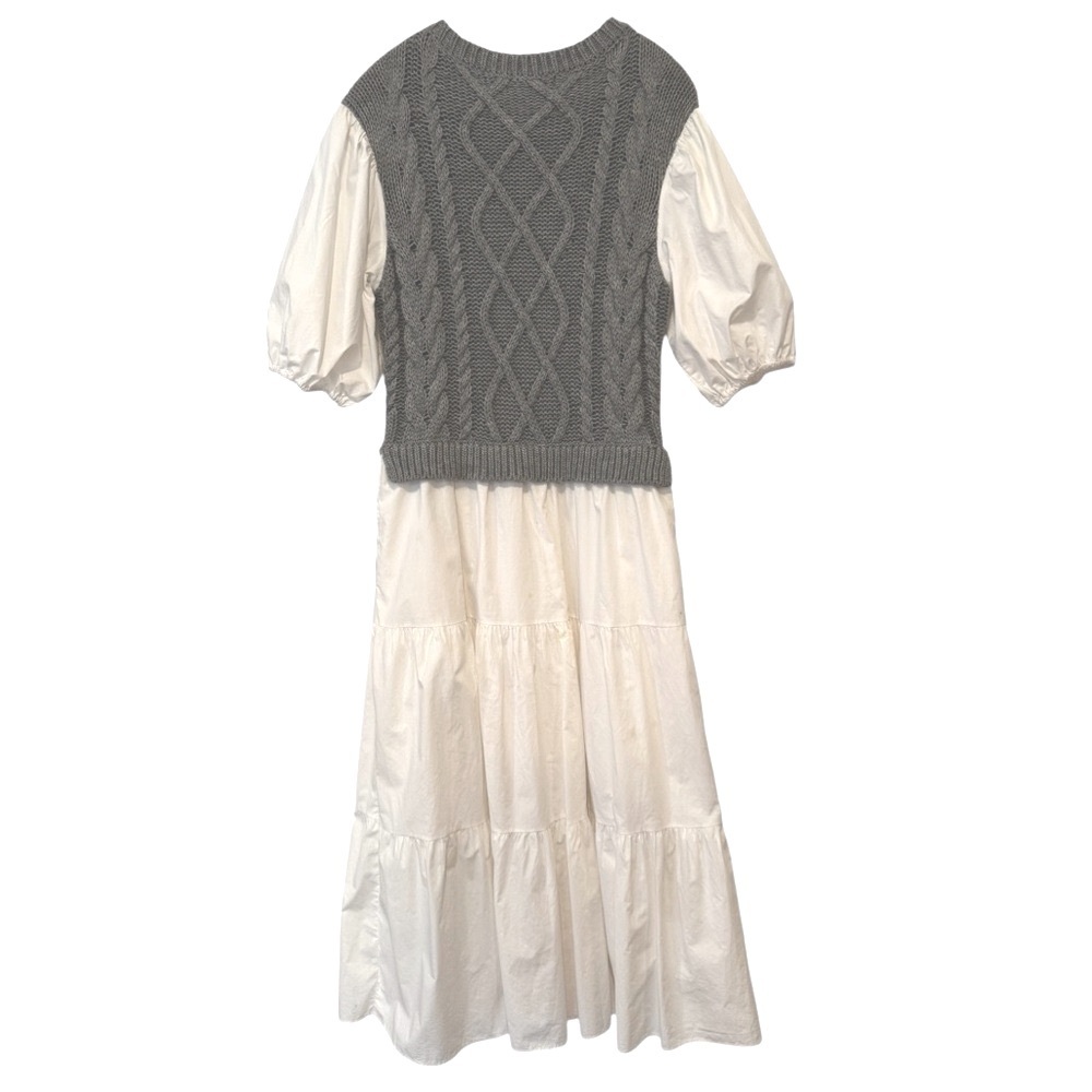 English Factory Mixed Media Cable Knit Down Midi Dress Size Small - Picture 8 of 10
